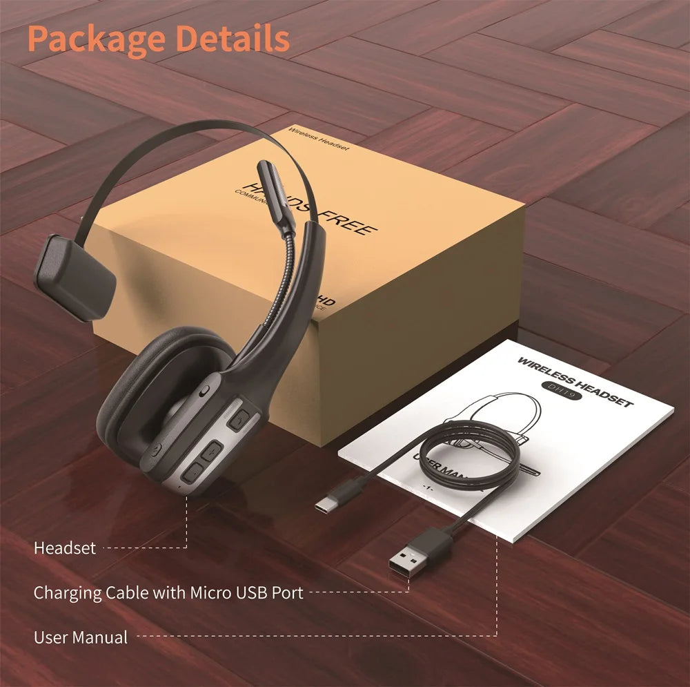 Lahtiwey Trucker Bluetooth Headset – 55Hr Battery, Noise Cancelling Mic