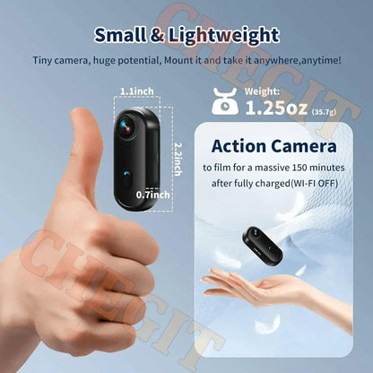 Waterproof 4K Mini Pocket Action Camera – Magnetic POV, WiFi, Body/Helmet/Bike Mount