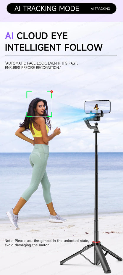 TOKQI C22 AI Tracking Gimbal Tripod with Selfie Stick & Wireless Remote