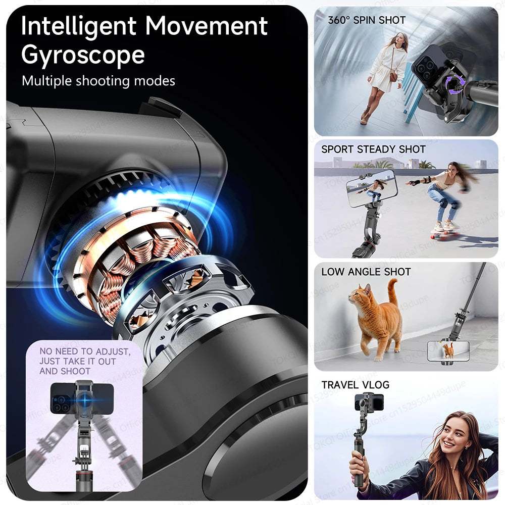 TOKQI C22 AI Tracking Gimbal Tripod with Selfie Stick & Wireless Remote