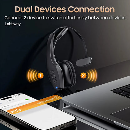 Lahtiwey Trucker Bluetooth Headset – 55Hr Battery, Noise Cancelling Mic