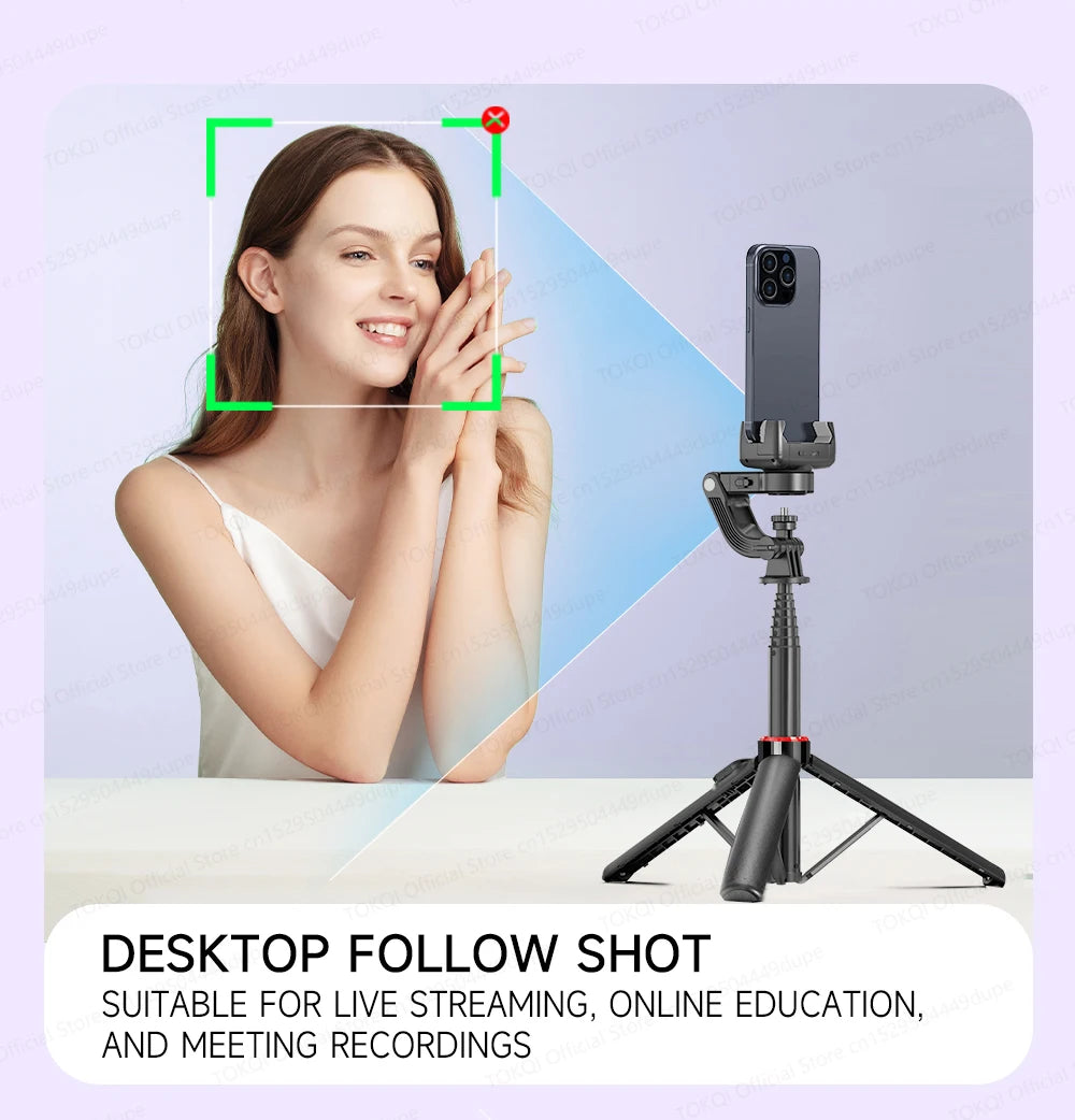 TOKQI C22 AI Tracking Gimbal Tripod with Selfie Stick & Wireless Remote