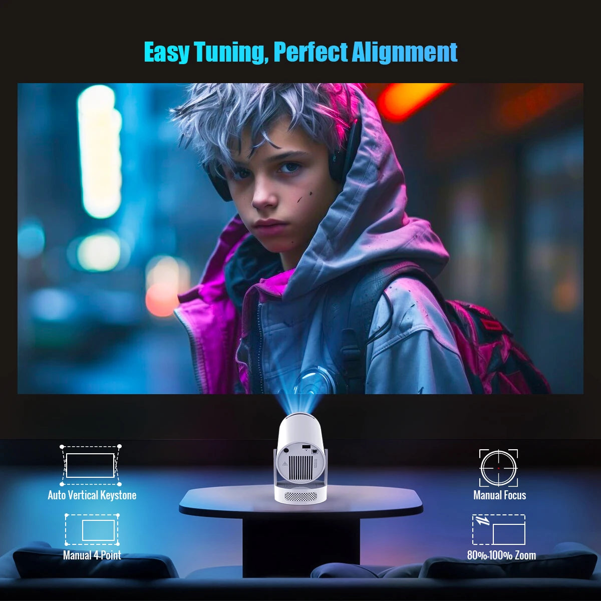 Magcubic HY300 Pro+ Mini Projector – Android 14, 290 ANSI & 180° Rotation