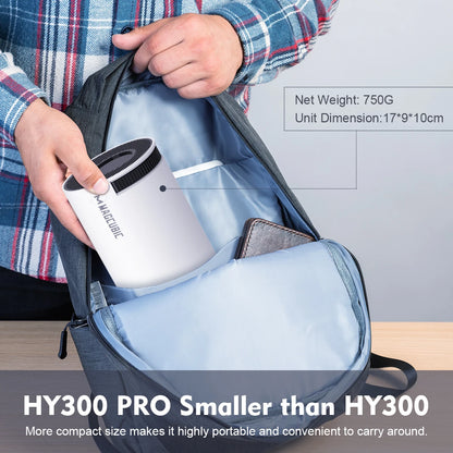 Magcubic HY300 Pro+ Mini Projector – Android 14, 290 ANSI & 180° Rotation