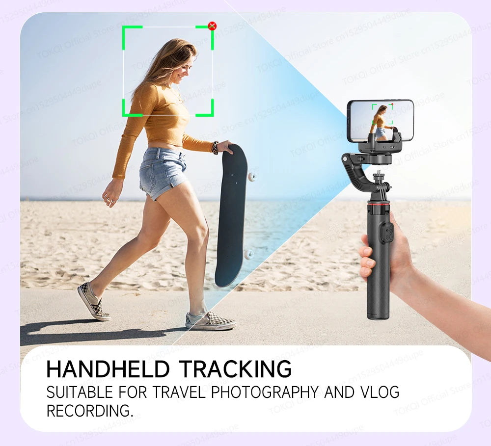 TOKQI C22 AI Tracking Gimbal Tripod with Selfie Stick & Wireless Remote