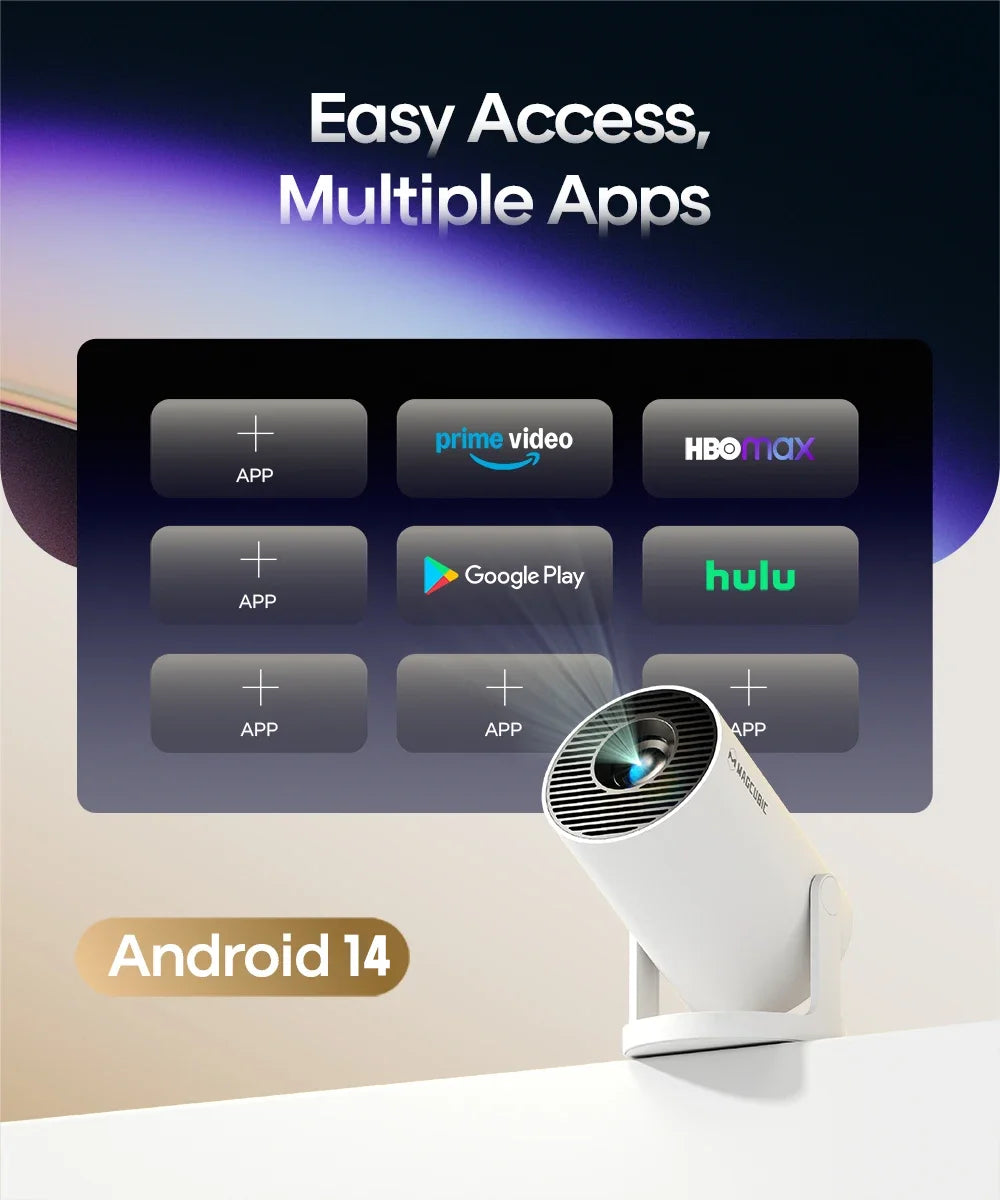 Magcubic HY300 Pro+ Mini Projector – Android 14, 290 ANSI & 180° Rotation
