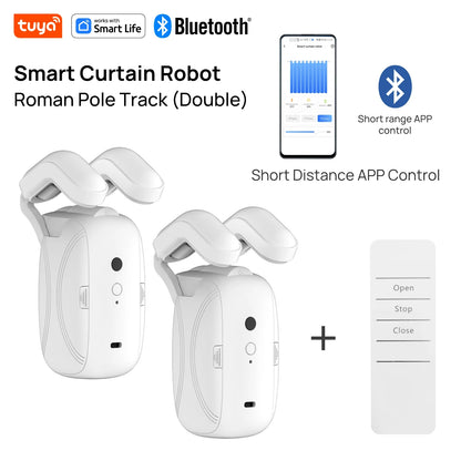 Tuya Smart Curtain Robot – Bluetooth App Control | Roman Rod Track | 8KG Load | Auto Open & Close