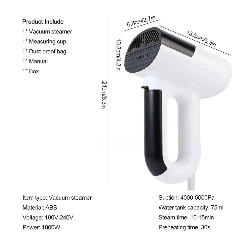 1000W 2-in-1 Vacuum Steamer & Garment Iron | Handheld
