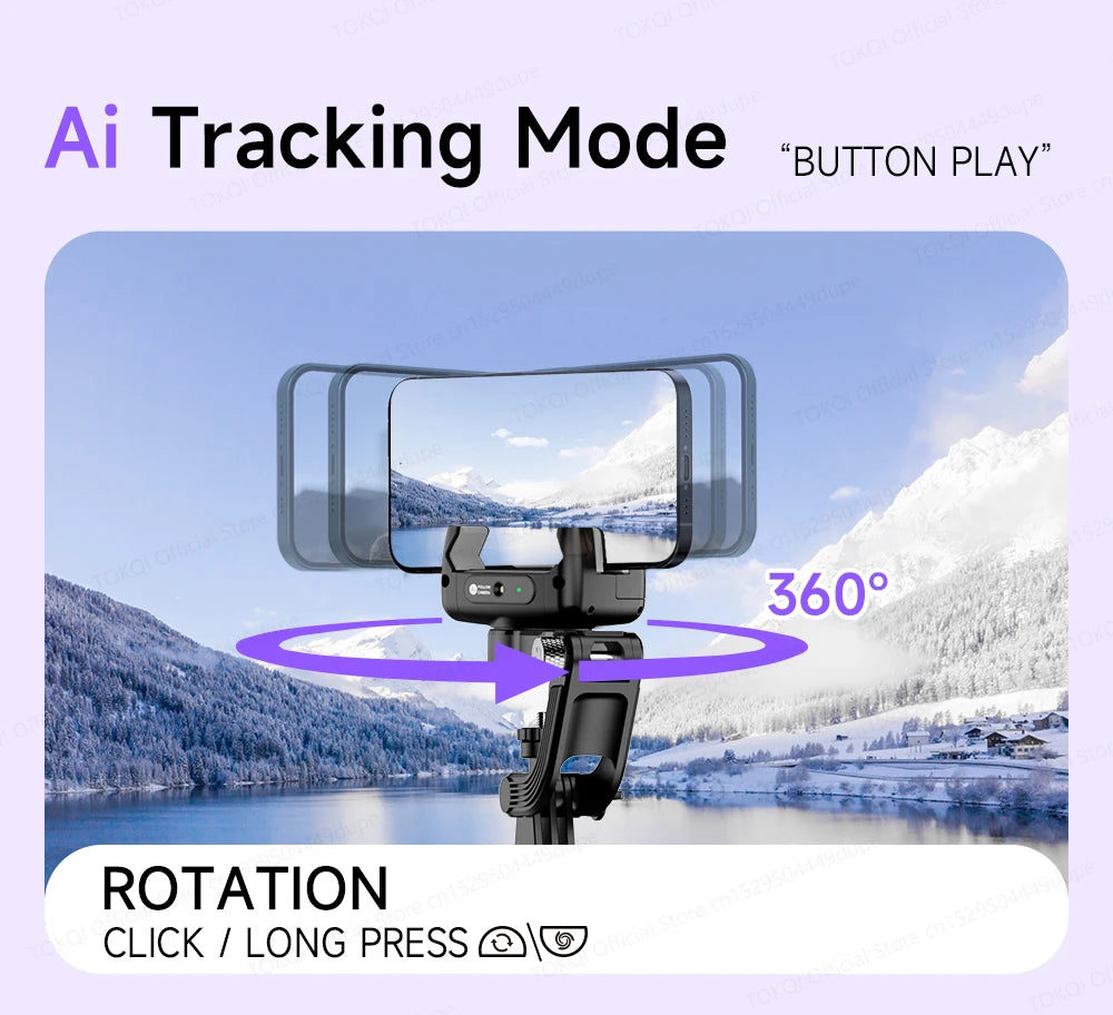 TOKQI C22 AI Tracking Gimbal Tripod with Selfie Stick & Wireless Remote