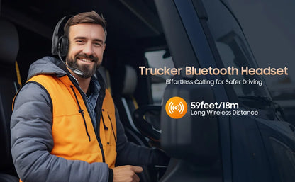 Lahtiwey Trucker Bluetooth Headset – 55Hr Battery, Noise Cancelling Mic