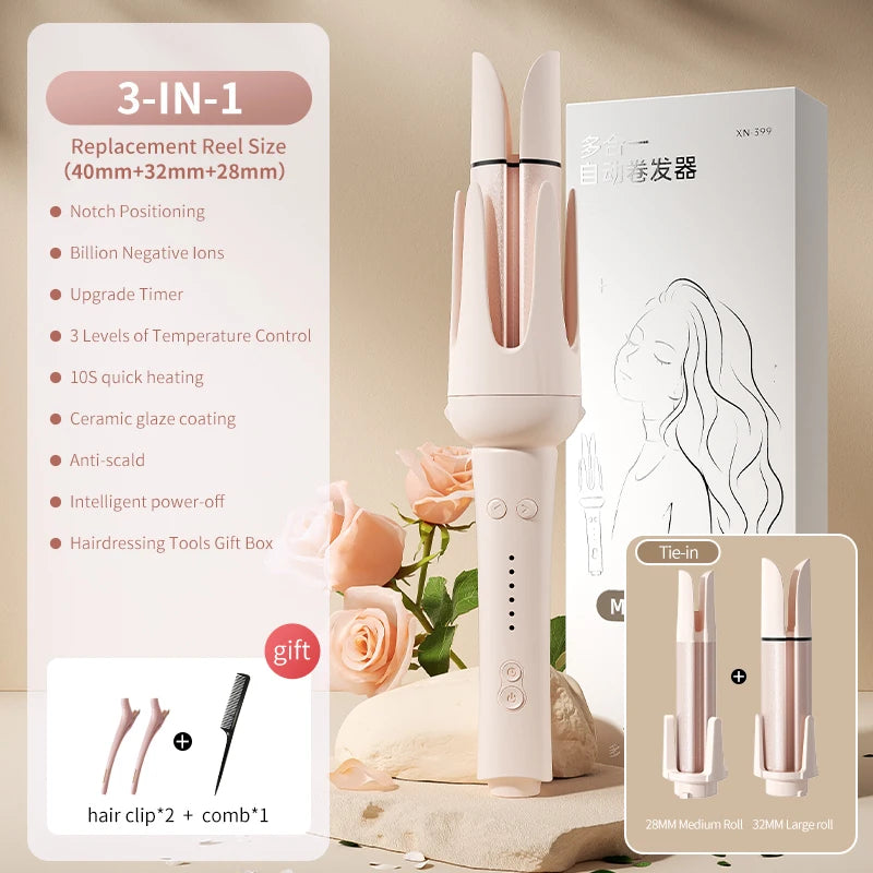 Auto-Rotating Ceramic Hair Curler – Multi-Barrel, Dual Voltage