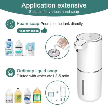 Smart Touchless Soap Dispenser – 380ml, USB-C Rechargeable, IPX5 Waterproof