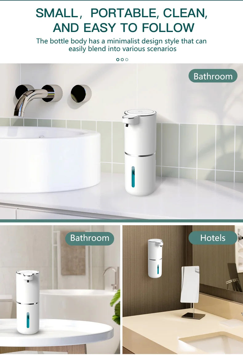 Smart Touchless Soap Dispenser – 380ml, USB-C Rechargeable, IPX5 Waterproof
