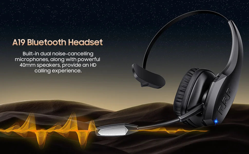 Lahtiwey Trucker Bluetooth Headset – 55Hr Battery, Noise Cancelling Mic