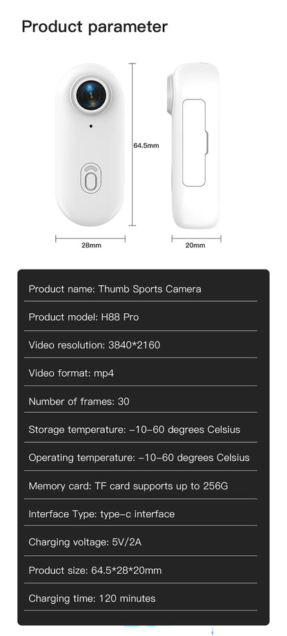 Waterproof 4K Mini Pocket Action Camera – Magnetic POV, WiFi, Body/Helmet/Bike Mount