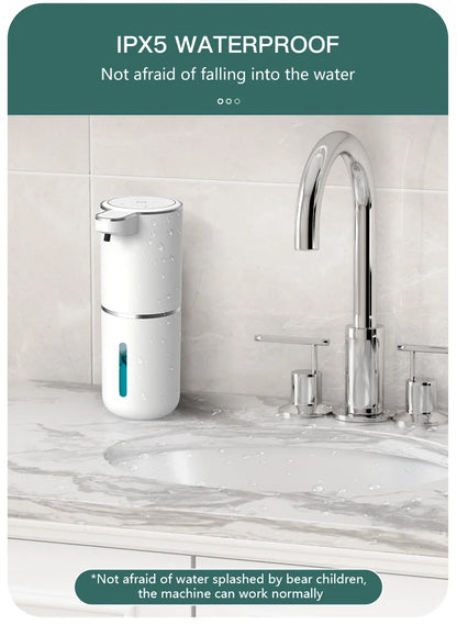 Smart Touchless Soap Dispenser – 380ml, USB-C Rechargeable, IPX5 Waterproof