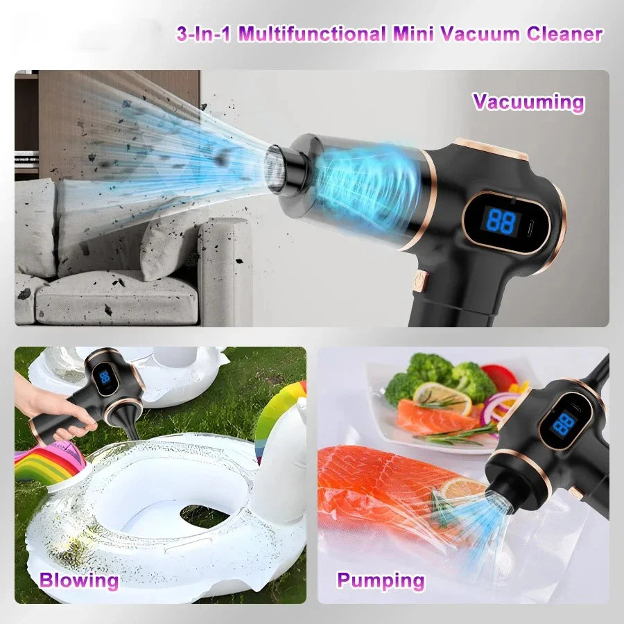 Belibuy 6-in-1 Cordless Handheld Vacuum – 19000Pa, 50,000 RPM, HEPA Filter