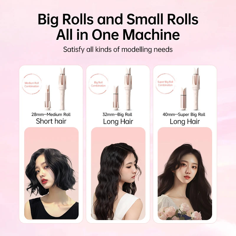 Auto-Rotating Ceramic Hair Curler – Multi-Barrel, Dual Voltage