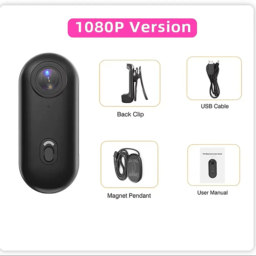 Waterproof 4K Mini Pocket Action Camera – Magnetic POV, WiFi, Body/Helmet/Bike Mount