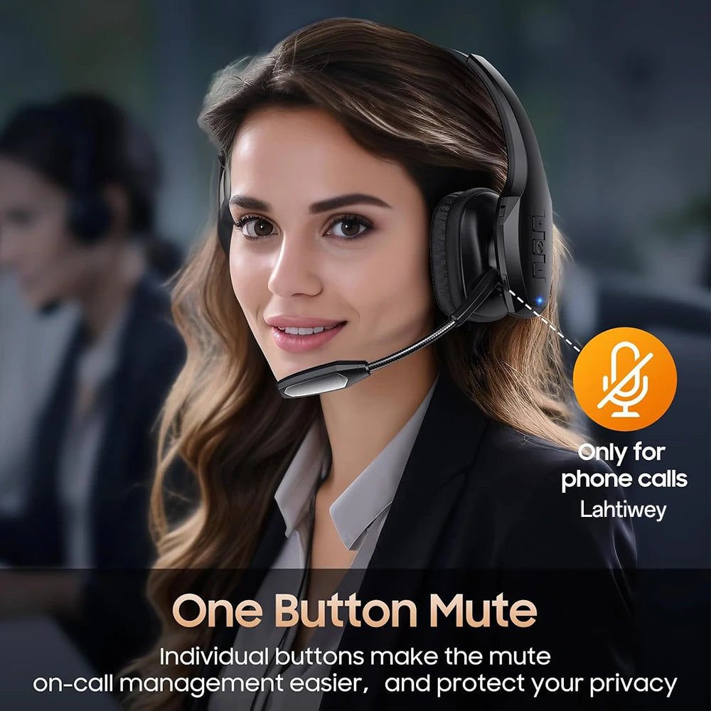 Lahtiwey Trucker Bluetooth Headset – 55Hr Battery, Noise Cancelling Mic