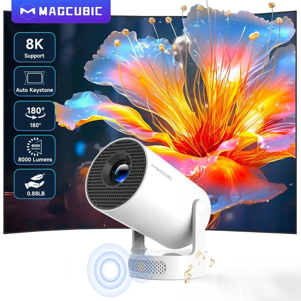 Magcubic HY300 Pro+ Mini Projector – Android 14, 290 ANSI & 180° Rotation