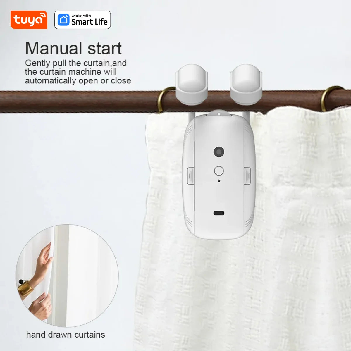 Tuya Smart Curtain Robot – Bluetooth App Control | Roman Rod Track | 8KG Load | Auto Open & Close