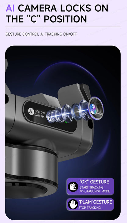 TOKQI C22 AI Tracking Gimbal Tripod with Selfie Stick & Wireless Remote