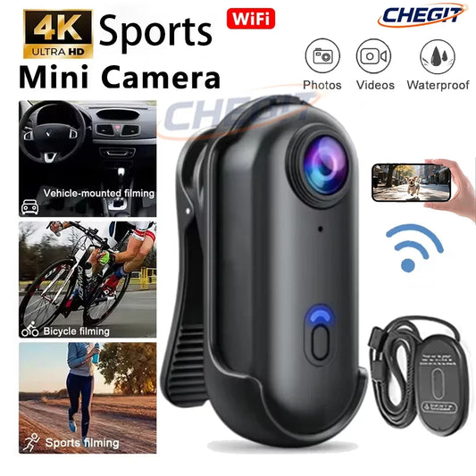 Waterproof 4K Mini Pocket Action Camera – Magnetic POV, WiFi, Body/Helmet/Bike Mount