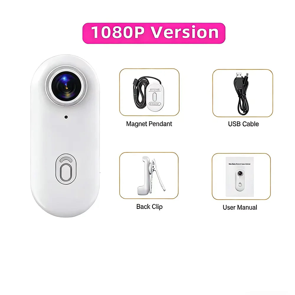 Waterproof 4K Mini Pocket Action Camera – Magnetic POV, WiFi, Body/Helmet/Bike Mount