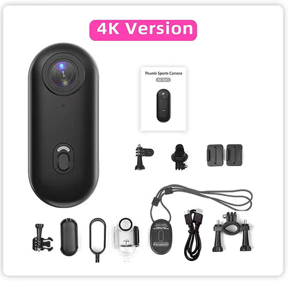 Waterproof 4K Mini Pocket Action Camera – Magnetic POV, WiFi, Body/Helmet/Bike Mount
