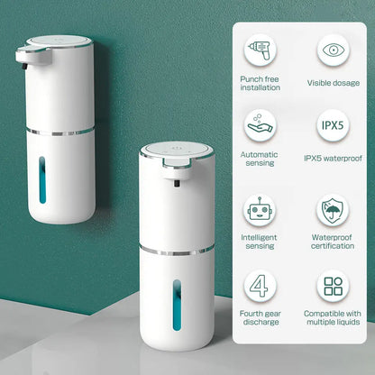 Smart Touchless Soap Dispenser – 380ml, USB-C Rechargeable, IPX5 Waterproof