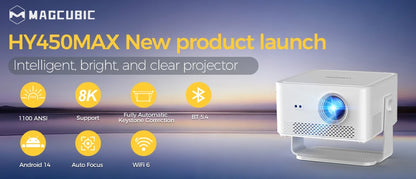 Magcubic HY300 Pro+ Mini Projector – Android 14, 290 ANSI & 180° Rotation