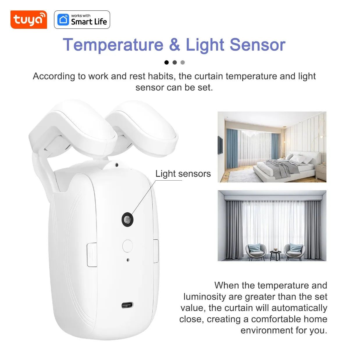 Tuya Smart Curtain Robot – Bluetooth App Control | Roman Rod Track | 8KG Load | Auto Open & Close