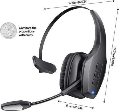 Lahtiwey Trucker Bluetooth Headset – 55Hr Battery, Noise Cancelling Mic