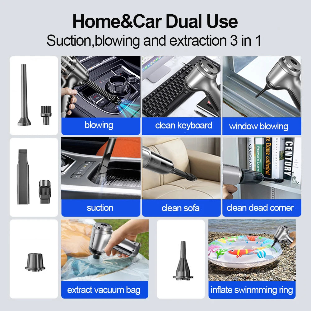 Cordless Car & Home Vacuum Cleaner – 2-in-1 Handheld Blower