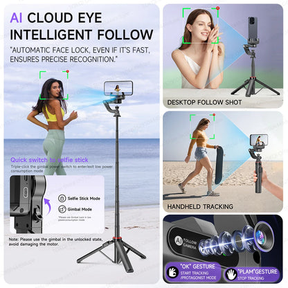 TOKQI C22 AI Tracking Gimbal Tripod with Selfie Stick & Wireless Remote
