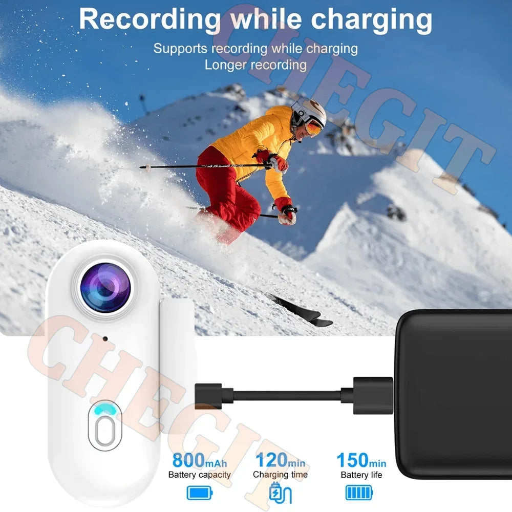 Waterproof 4K Mini Pocket Action Camera – Magnetic POV, WiFi, Body/Helmet/Bike Mount