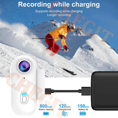 Waterproof 4K Mini Pocket Action Camera – Magnetic POV, WiFi, Body/Helmet/Bike Mount
