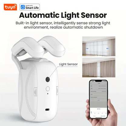 Tuya Smart Curtain Robot – Bluetooth App Control | Roman Rod Track | 8KG Load | Auto Open & Close