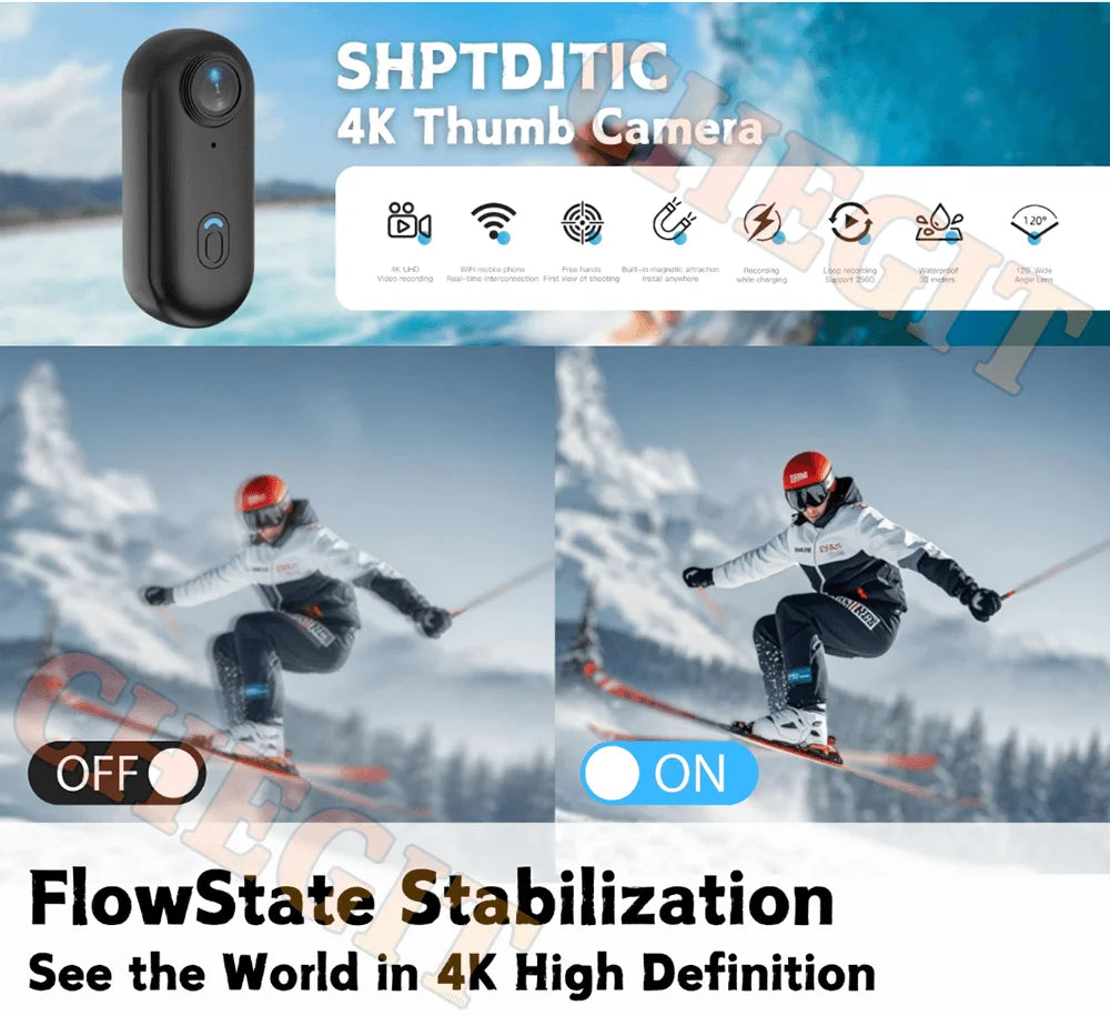 Waterproof 4K Mini Pocket Action Camera – Magnetic POV, WiFi, Body/Helmet/Bike Mount