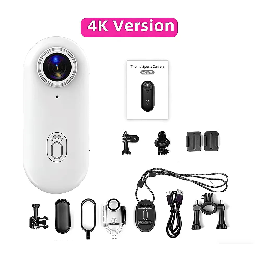 Waterproof 4K Mini Pocket Action Camera – Magnetic POV, WiFi, Body/Helmet/Bike Mount