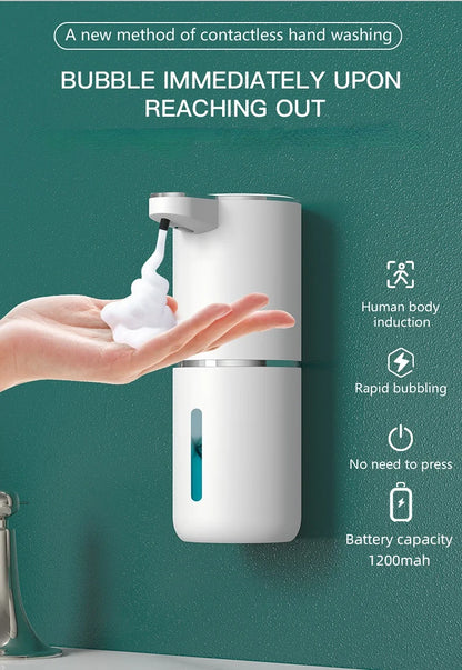 Smart Touchless Soap Dispenser – 380ml, USB-C Rechargeable, IPX5 Waterproof
