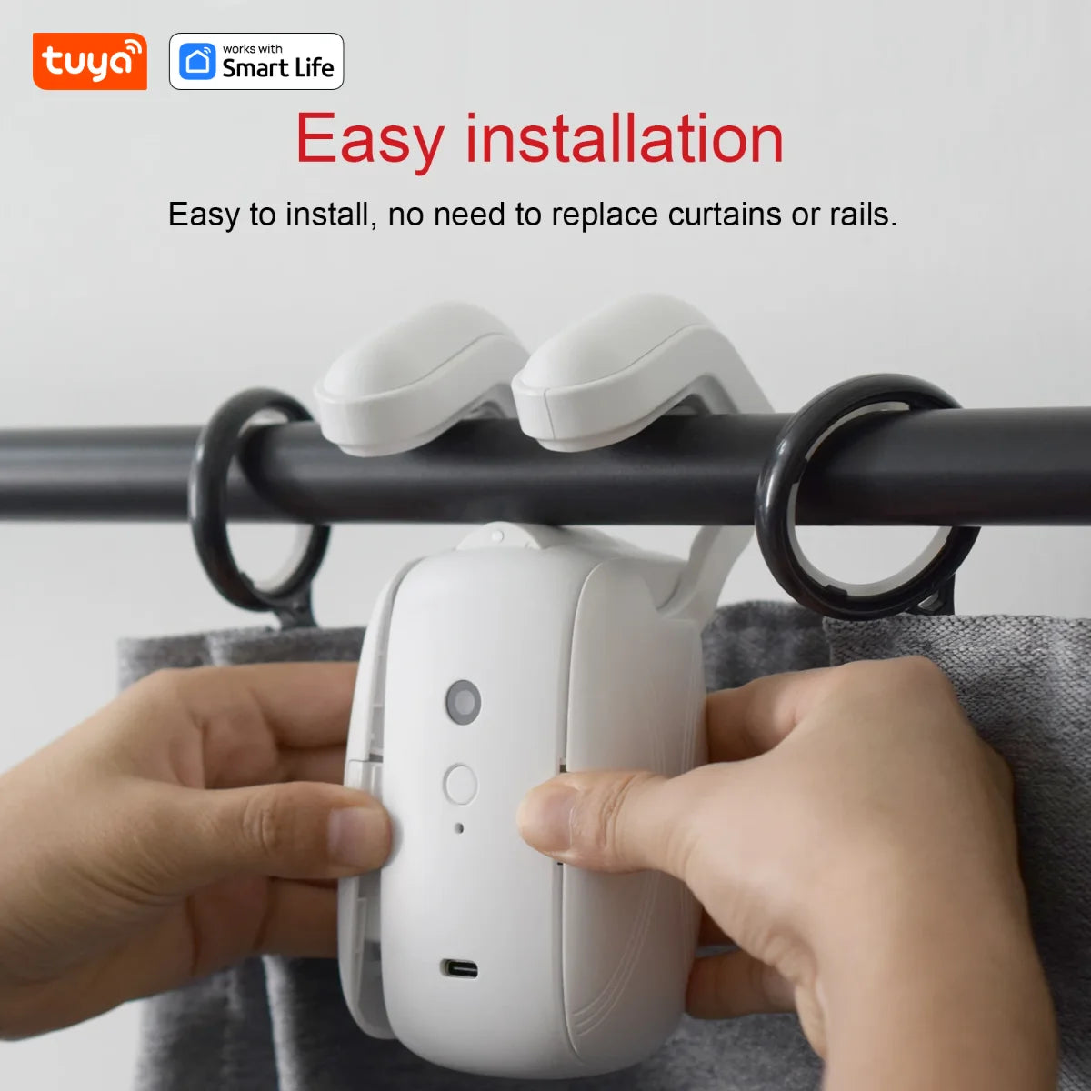 Tuya Smart Curtain Robot – Bluetooth App Control | Roman Rod Track | 8KG Load | Auto Open & Close
