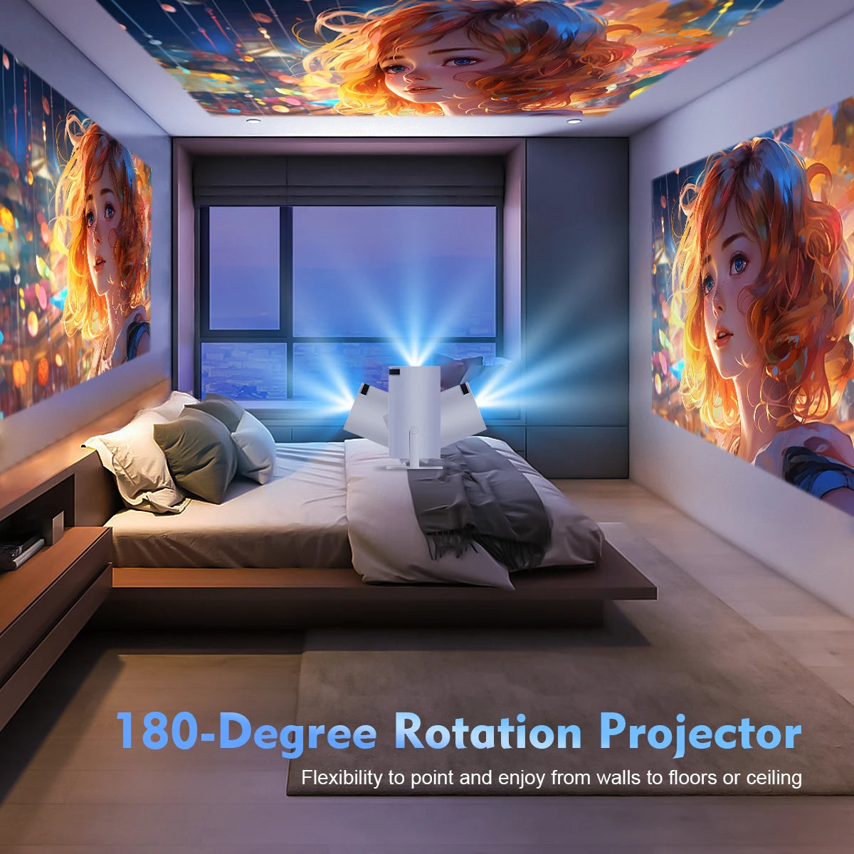 Magcubic HY300 Pro+ Mini Projector – Android 14, 290 ANSI & 180° Rotation