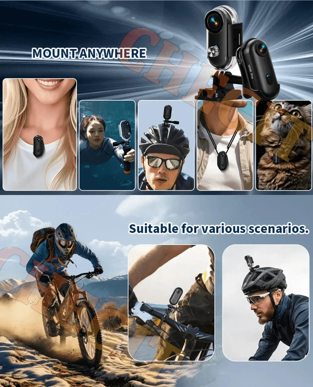 Waterproof 4K Mini Pocket Action Camera – Magnetic POV, WiFi, Body/Helmet/Bike Mount