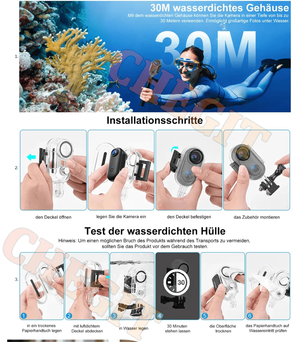 Waterproof 4K Mini Pocket Action Camera – Magnetic POV, WiFi, Body/Helmet/Bike Mount