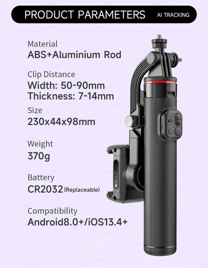 TOKQI C22 AI Tracking Gimbal Tripod with Selfie Stick & Wireless Remote