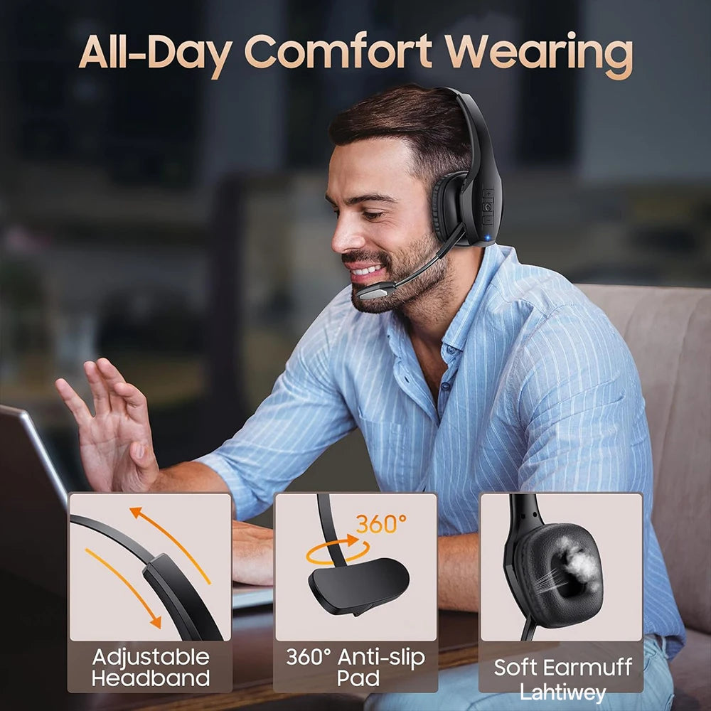 Lahtiwey Trucker Bluetooth Headset – 55Hr Battery, Noise Cancelling Mic