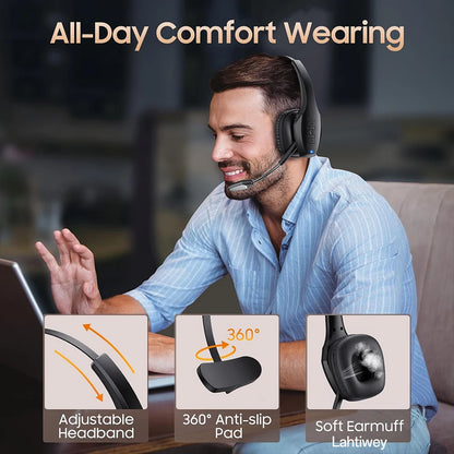 Lahtiwey Trucker Bluetooth Headset – 55Hr Battery, Noise Cancelling Mic