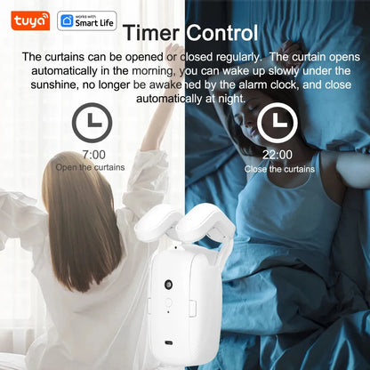Tuya Smart Curtain Robot – Bluetooth App Control | Roman Rod Track | 8KG Load | Auto Open & Close